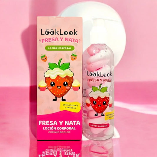 lait corporel bicolore look look fraise chantilly